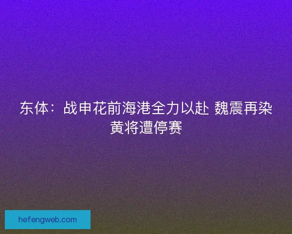 东体：战申花前海港全力以赴 魏震再染黄将遭停赛
