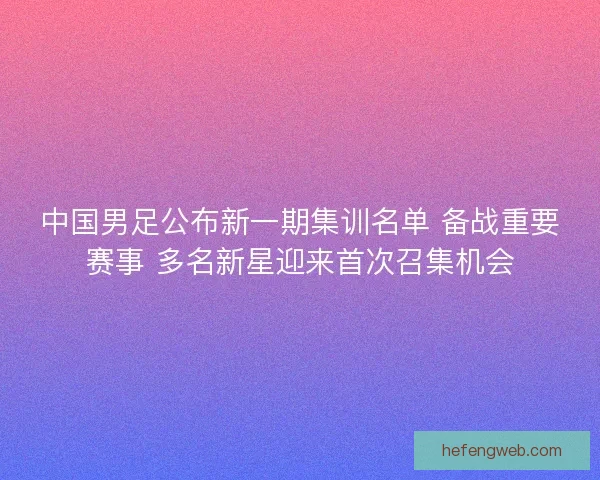 中国男足公布新一期集训名单 备战重要赛事 多名新星迎来首次召集机会